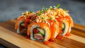 Volcano roll sushi roll sushi