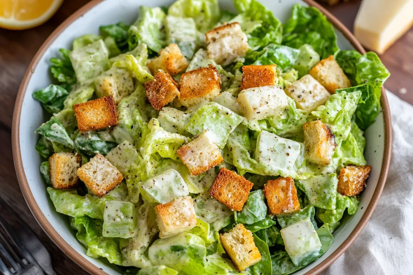 Classic Caesar Salad Without Anchovies | Easy Recipe 1 Caesar Salad Without Anchovies – A Creamy & Flavorful Classic!