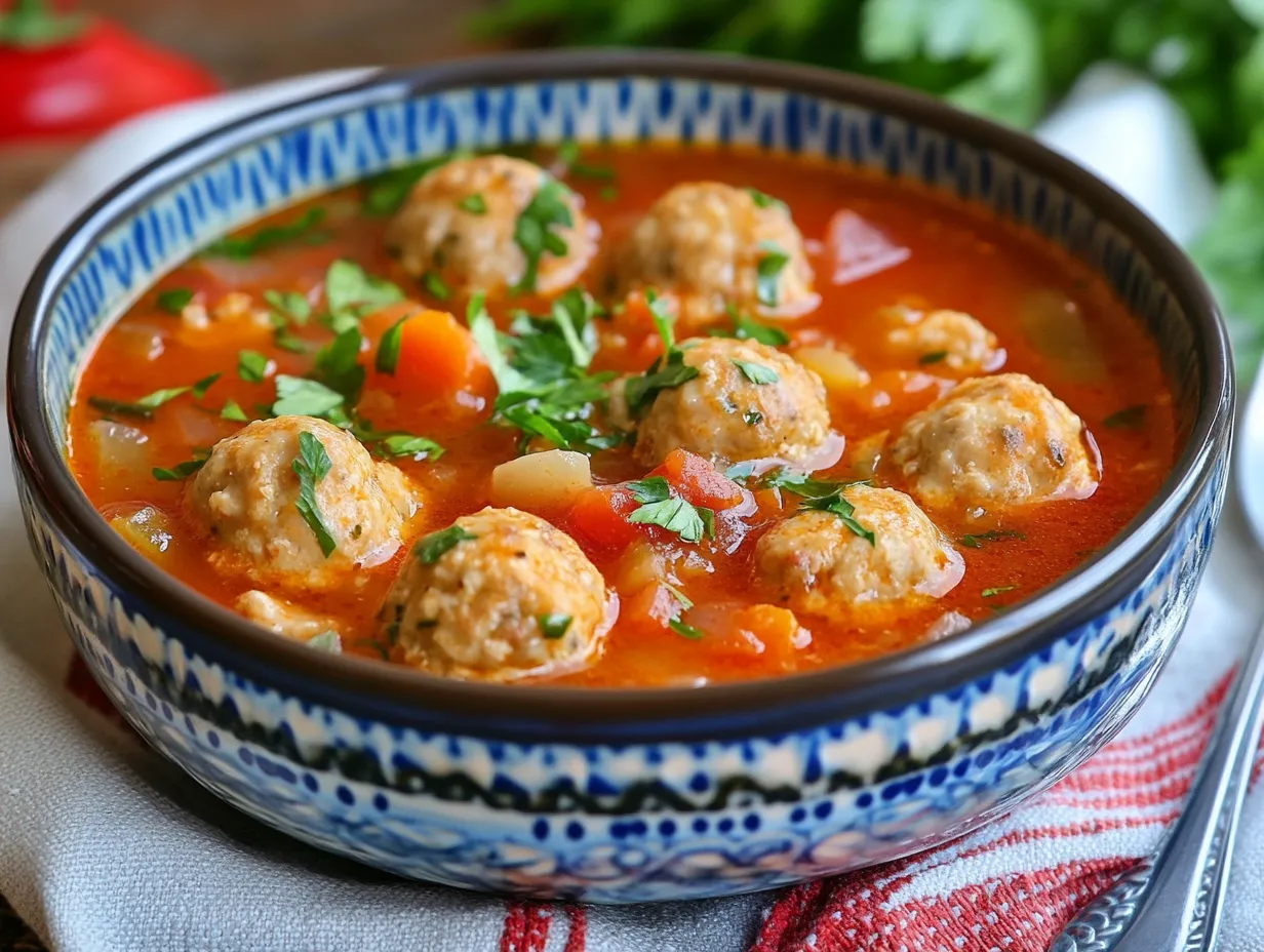 Chicken Meatball Soup: A Comforting Dish for Every Season 1 Tender, juicy chicken meatballs simmered in a flavorful broth with fresh vegetables—this soup is nourishing, delicious, and perfect for chilly days or when you need a little comfort food!