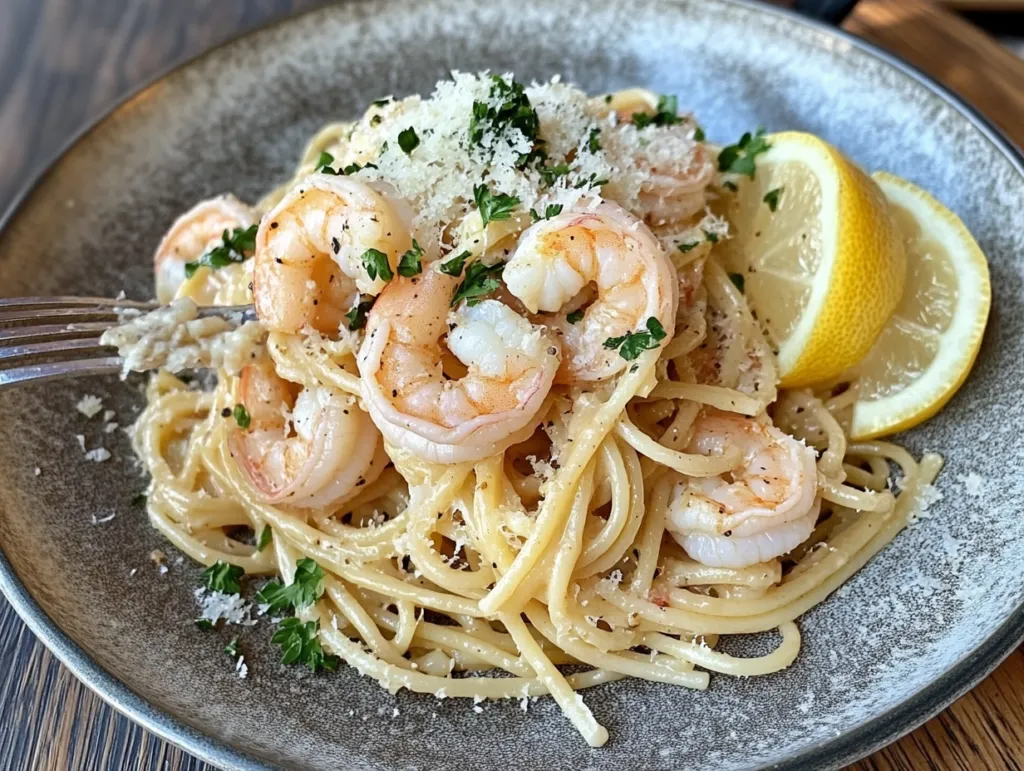 Shrimp Spaghetti Recipe: Creamy, Garlic, and Flavor-Packed Pasta 11 This Shrimp Spaghetti is a simple yet delicious dish, featuring tender shrimp, garlic, and a light lemon-butter sauce tossed with perfectly cooked pasta. A quick and satisfying meal
