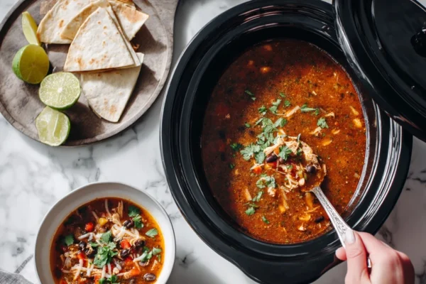 Hearty Chicken Tortilla Soup (Crockpot)