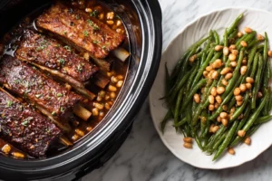 Tender Braised Beef Short Ribs in Crockpot