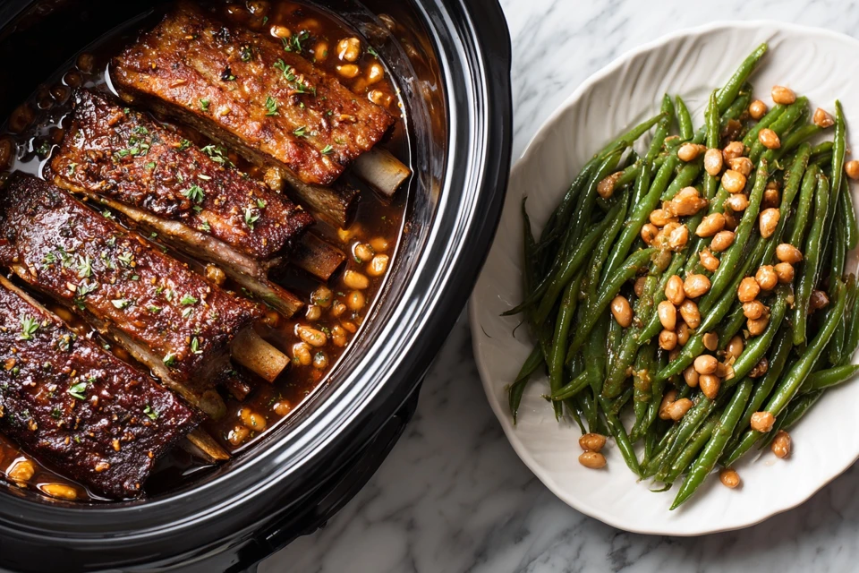 Tender Braised Beef Short Ribs in Crockpot