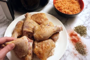 Air Fryer Chicken and Seasoned Rice