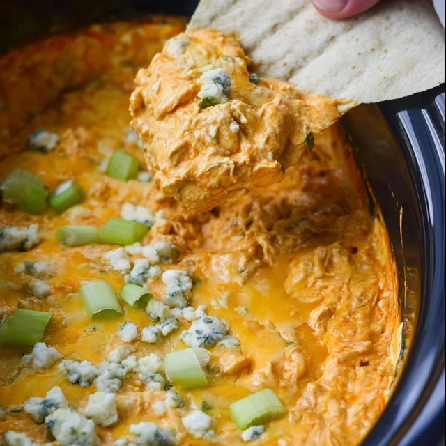 Cheesy Crock Pot Buffalo Chicken Dip