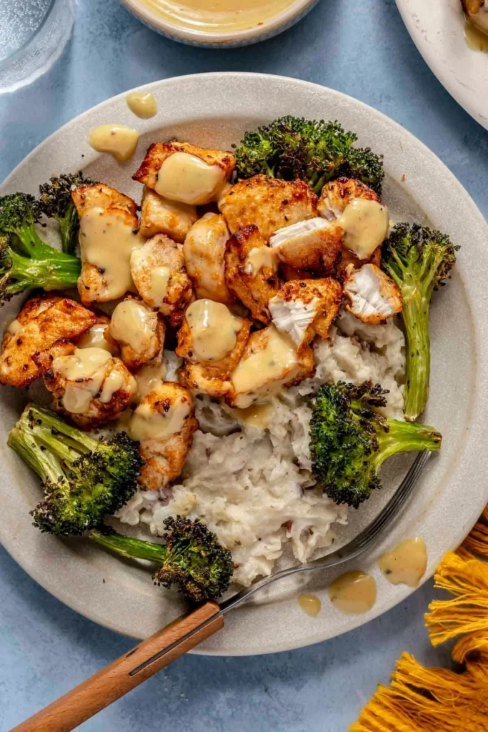 Air Fryer Chicken Bites and Broccoli