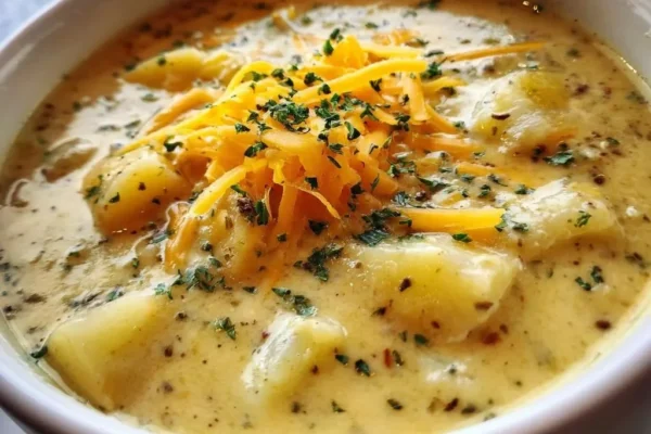 Hearty Cheddar Garlic Herb Potato Soup