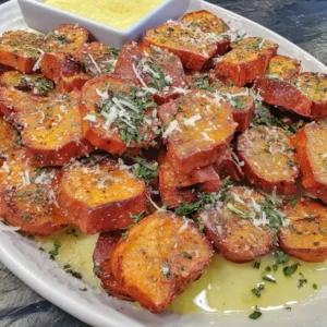 Crispy Baked Sweet Potato Bites with Parmesan Herb Butter