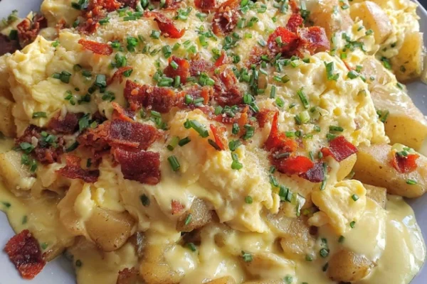 Cheesy Potato Egg Scramble :The Ultimate One-Pan Breakfast