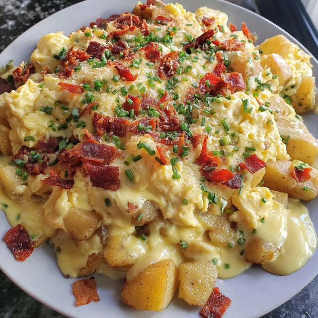 Cheesy Potato Egg Scramble :The Ultimate One-Pan Breakfast