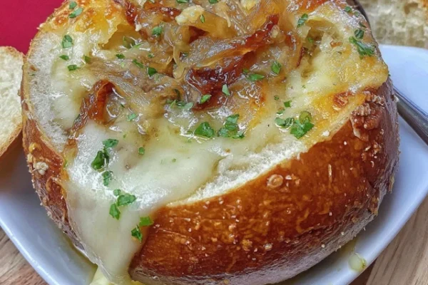 French Onion Soup Inspired Cheesy Onion Boil