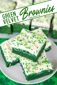 Green Velvet Brownies with Cream Cheese Frosting