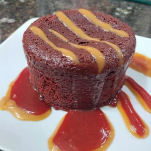 Indulgent Chocolate Cake with caramel topin