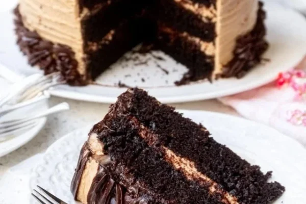 Moist Chocolate Layer Cake with Coffee Buttercream Icing