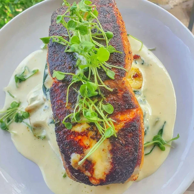 Blackened Salmon Stuffed with Spinach and Parmesan