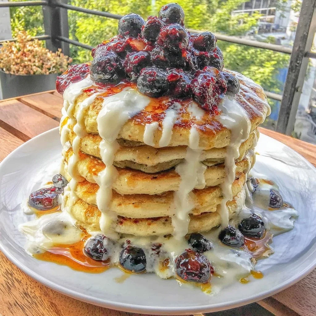 Cottage Cheese Blueberry Protein Pancakes