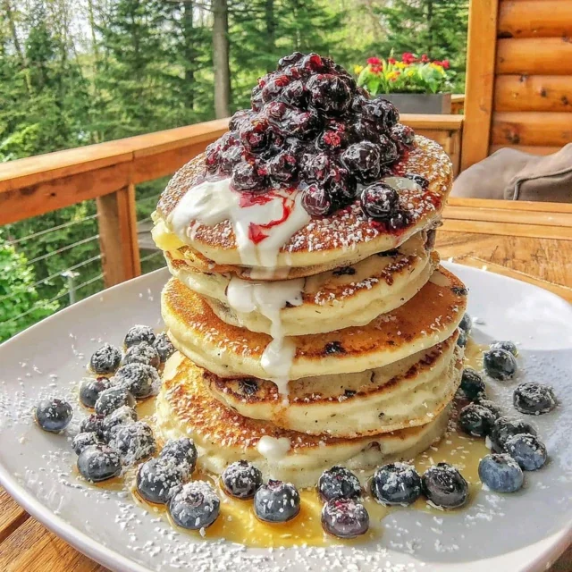 Cottage Cheese Blueberry Protein Pancakes