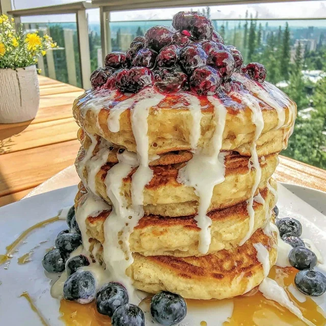 Cottage Cheese Blueberry Protein Pancakes