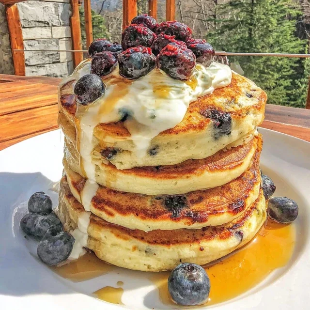 Cottage Cheese Blueberry Protein Pancakes