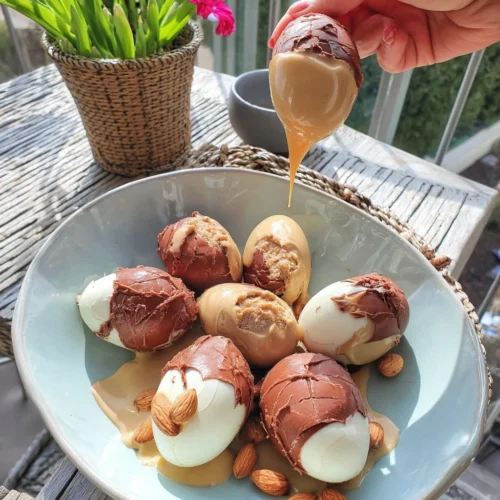 Homemade Peanut Butter Easter Eggs decorated for Easter celebration