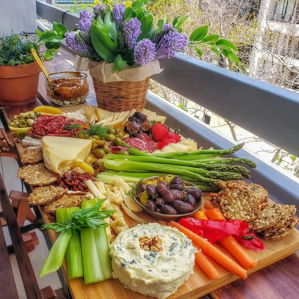 Picnic Grazing Board with Spring Vegetables