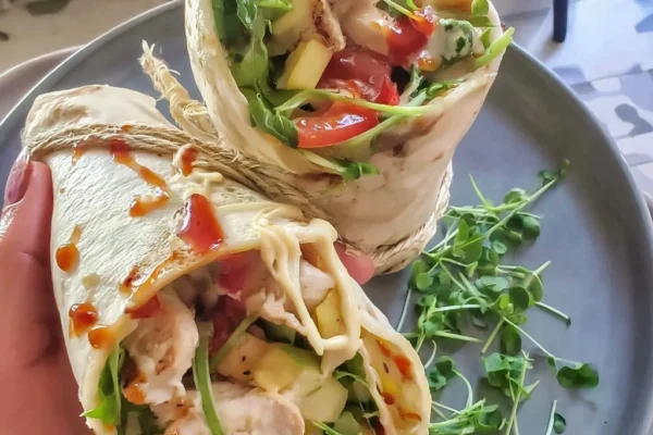 Spring Chicken Wrap With Hot Honey Sauce