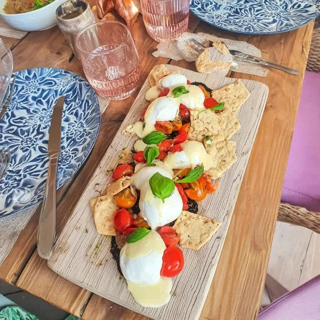 Burrata and Fresh Tomatoes with Crackers, A Simple Yet Elegant Dinner Party Recipe