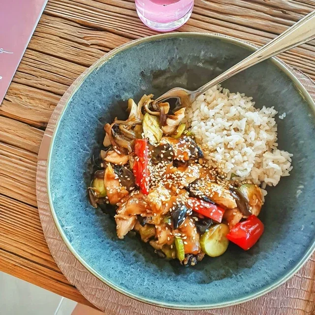 Delicious Chicken Teriyaki with Colorful Stir-Fried Vegetables and Rice - A Simple Yet Flavorful Delight