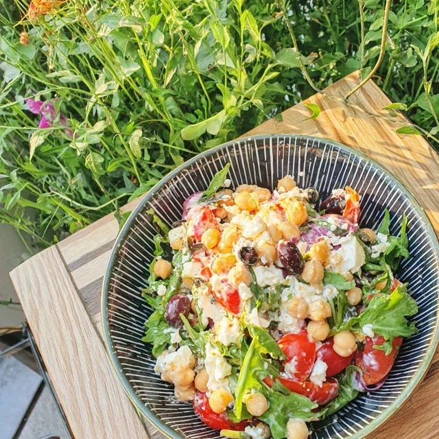 Flavorful Roasted Chickpea Salad with Fresh Tomatoes and Creamy Feta