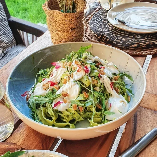 Fresh Tagliatelle with Arugula Pesto