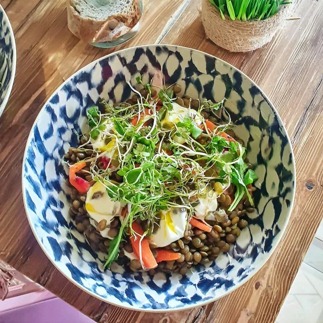 Green Lentil Salad with Baby Carrots and Cumin