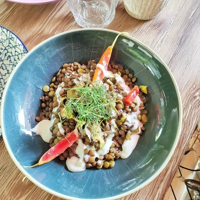 Green Lentil Salad with Baby Carrots and Cumin