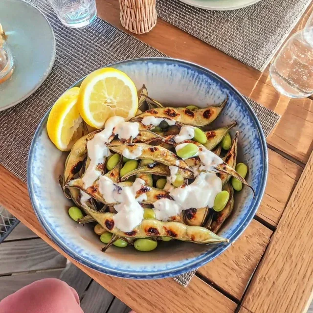 Grilled Edamame with Salt and Lemon