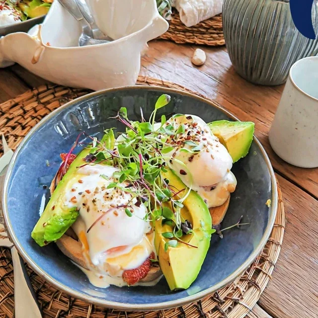 Healthy Energizing Brunch Bowl with Poached Eggs and Avocado