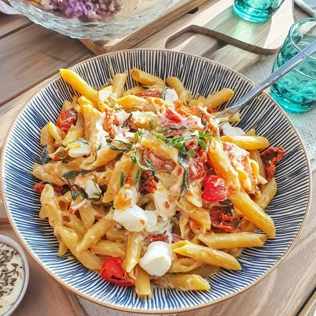 Refreshing Cold Pasta Salad with Sun-Dried Tomatoes and Creamy Mozzarella