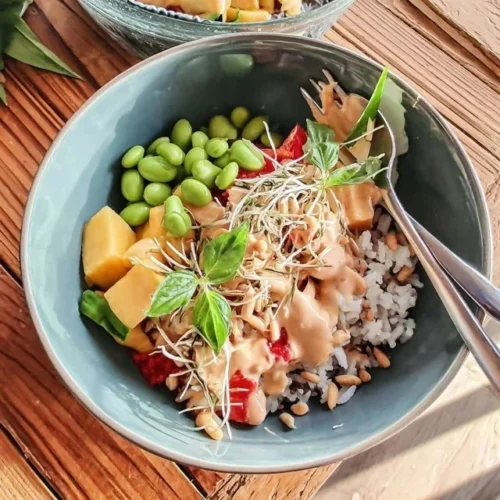 Tropical Bowl Buddha Recipe, Mango, Edamame & Fragrant Jasmine Rice