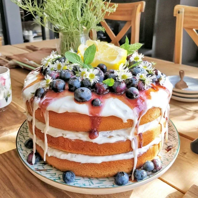 Zesty Layered Lemon and Blueberry Cake Recipe, Perfect for Any Celebration
