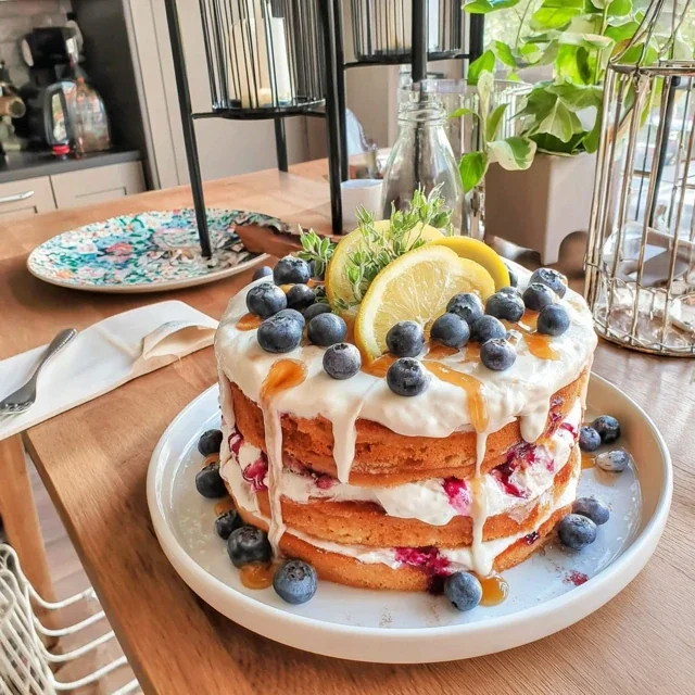 Zesty Layered Lemon and Blueberry Cake Recipe, Perfect for Any Celebration
