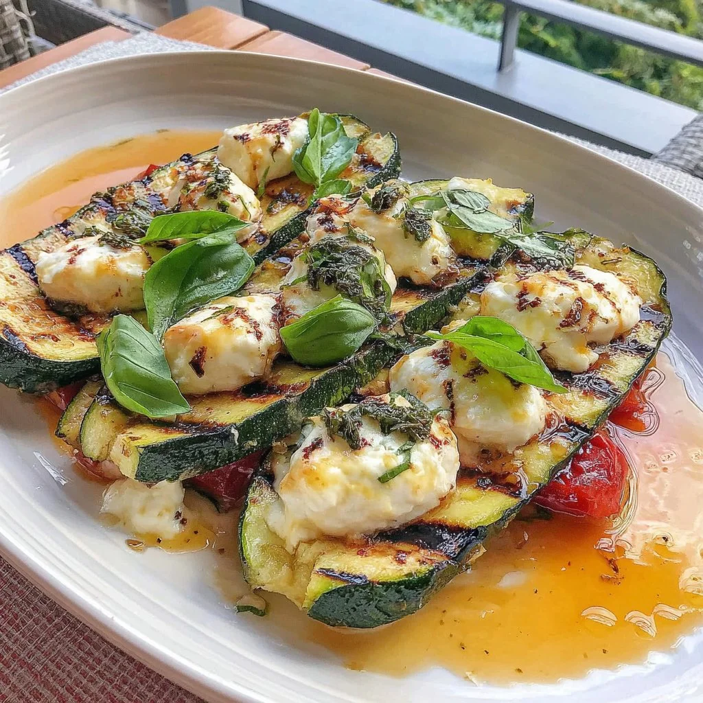 Grilled Zucchini With Goat Cheese, Basil & Honey