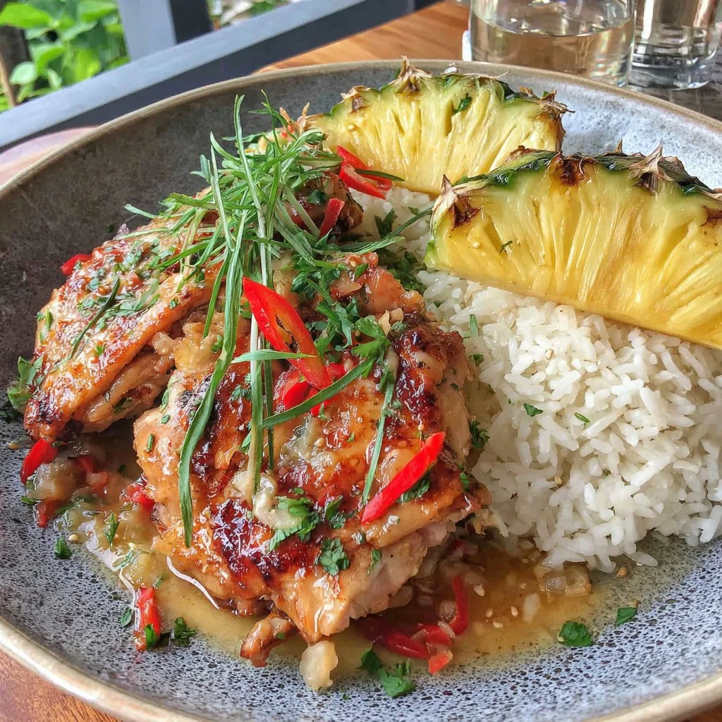 Hawaiian Chicken, Pineapple and Coconut Rice