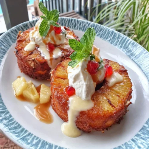 Rum-Soaked Fried Pineapple