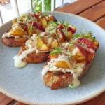 Simple Peach Bruschetta with Whipped Ricotta
