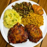 Baked Chicken Thighs with Mashed Potatoes and Vegetables – Tender, Juicy and Nutritious Comfort Food