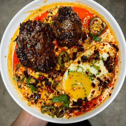 Chilli Oil Oxtail Noodles with a Fried Egg – Hearty, Flavourful and Protein-Rich
