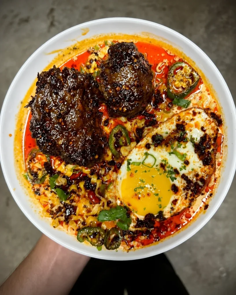 Chilli Oil Oxtail Noodles with a Fried Egg – Hearty, Flavourful and Protein-Rich