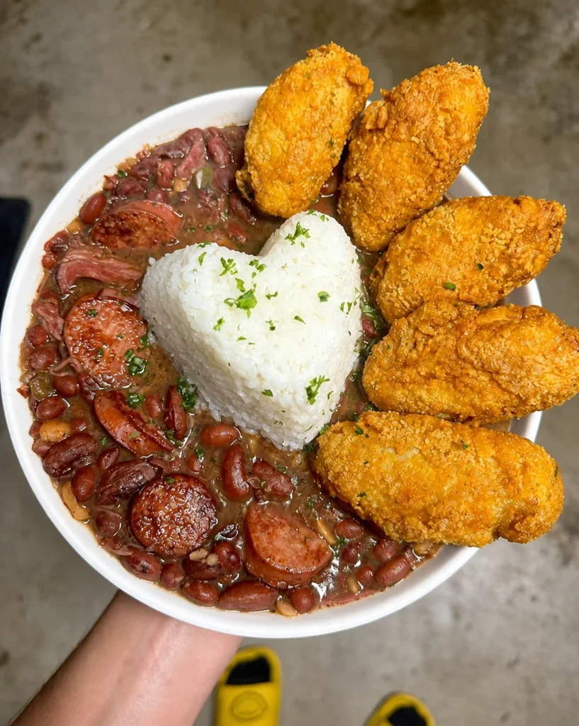 Red Beans and Rice with Fried Wings: a hearty, protein-rich and satisfying meal