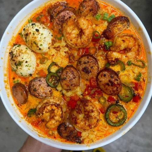 Spicy Cheesy Sausage Ramen: Bold Flavour, Comforting Warmth and Protein Boost