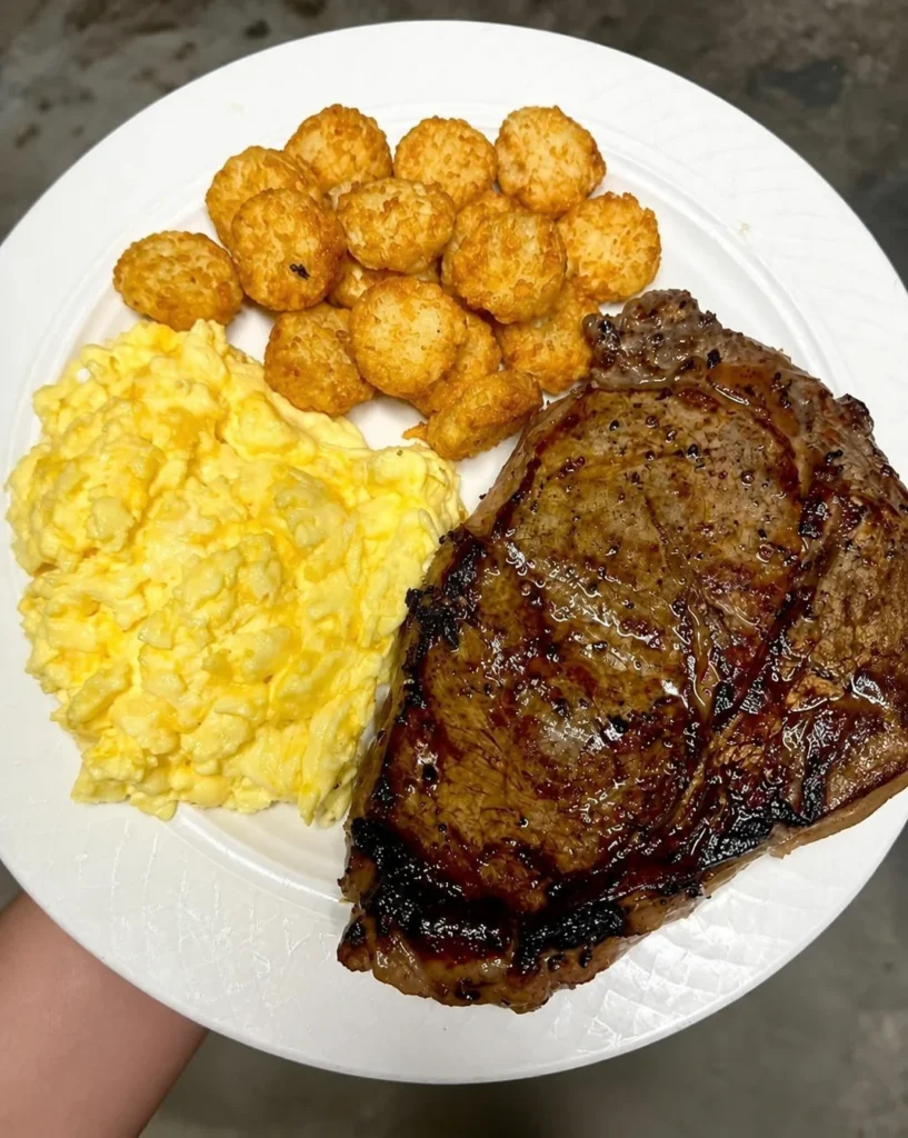 Steak, Eggs, and Fried Potato Rounds: a protein-packed, filling, energy-boosting breakfast