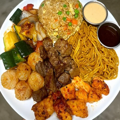 Steak, Scallop and Salmon Hibachi Plate โ High-Protein, Nutrient-Rich and Irresistibly Tasty